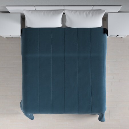 Narzuta pikowana w pasy Velvet 260x210 pruski błękit