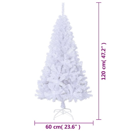 vidaXL Sztuczna choinka o grubych gałązkach, biała, 120 cm, PVC