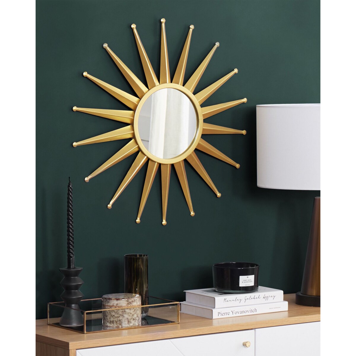 Metalowe lustro ścienne słońce ø 60 cm złote PERELLI