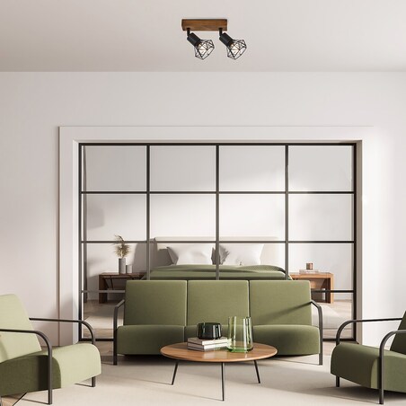 Metalowa lampa sufitowa Zeus 3138 czarne reflektorki na belce do kuchni