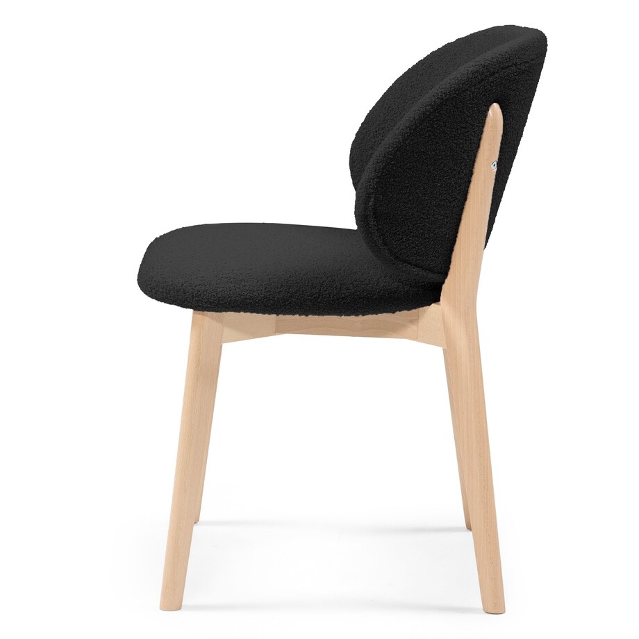 Krzesło SELMA -V czarne/buk/boucle 79x48x48 cm