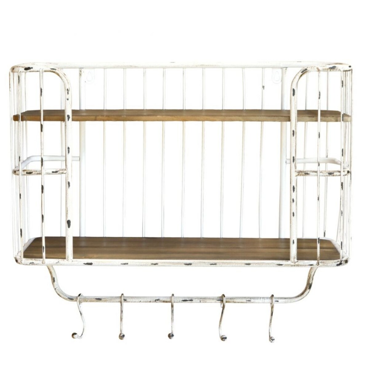 Półka ścienna z haczykami biała 45,5x52 cm