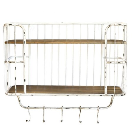 Półka ścienna z haczykami biała 45,5x52 cm