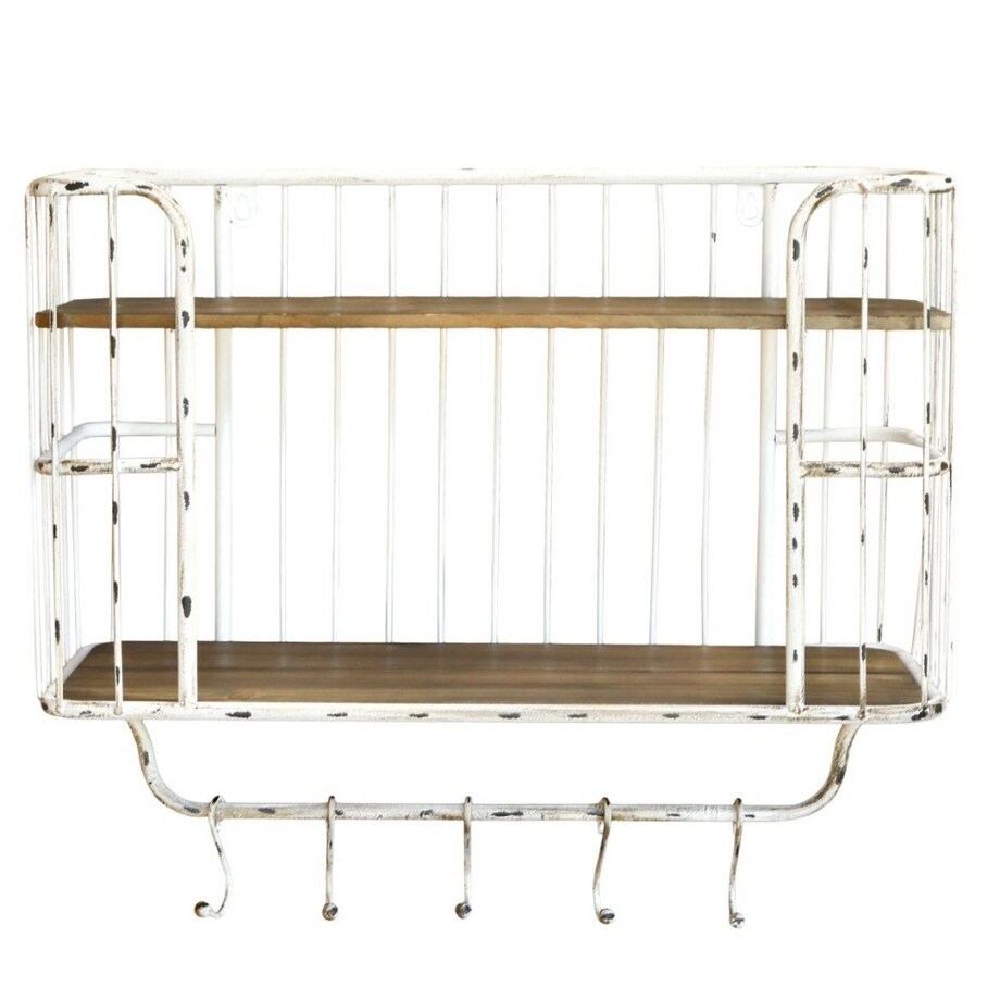 Półka ścienna z haczykami biała 45,5x52 cm