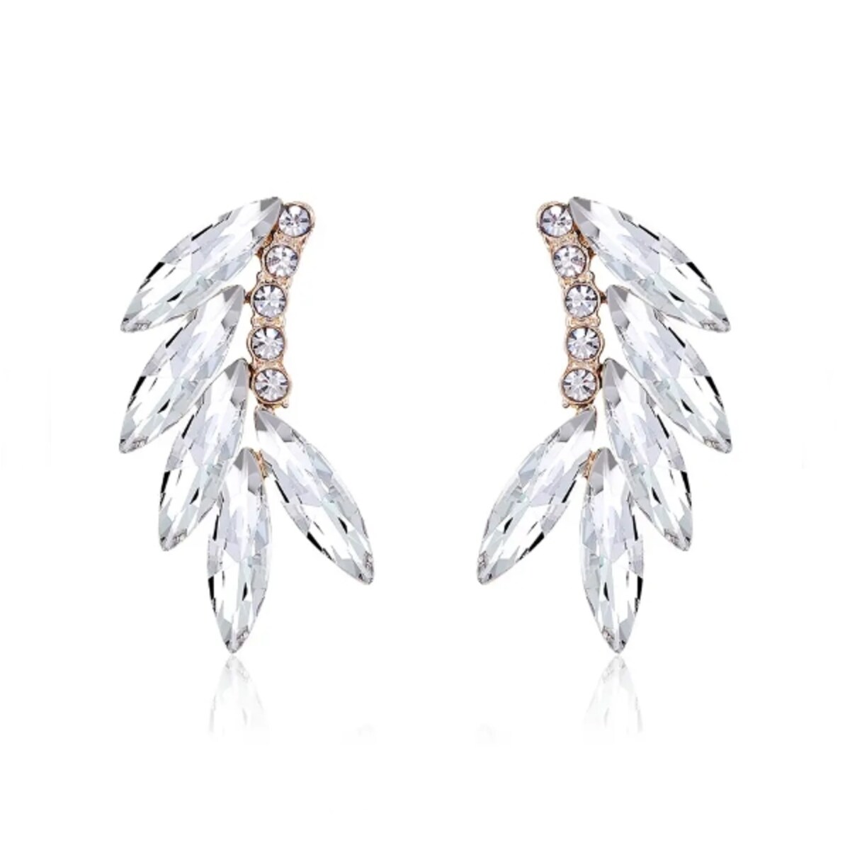 Kolczyki złote kryształki lśniące na ślub