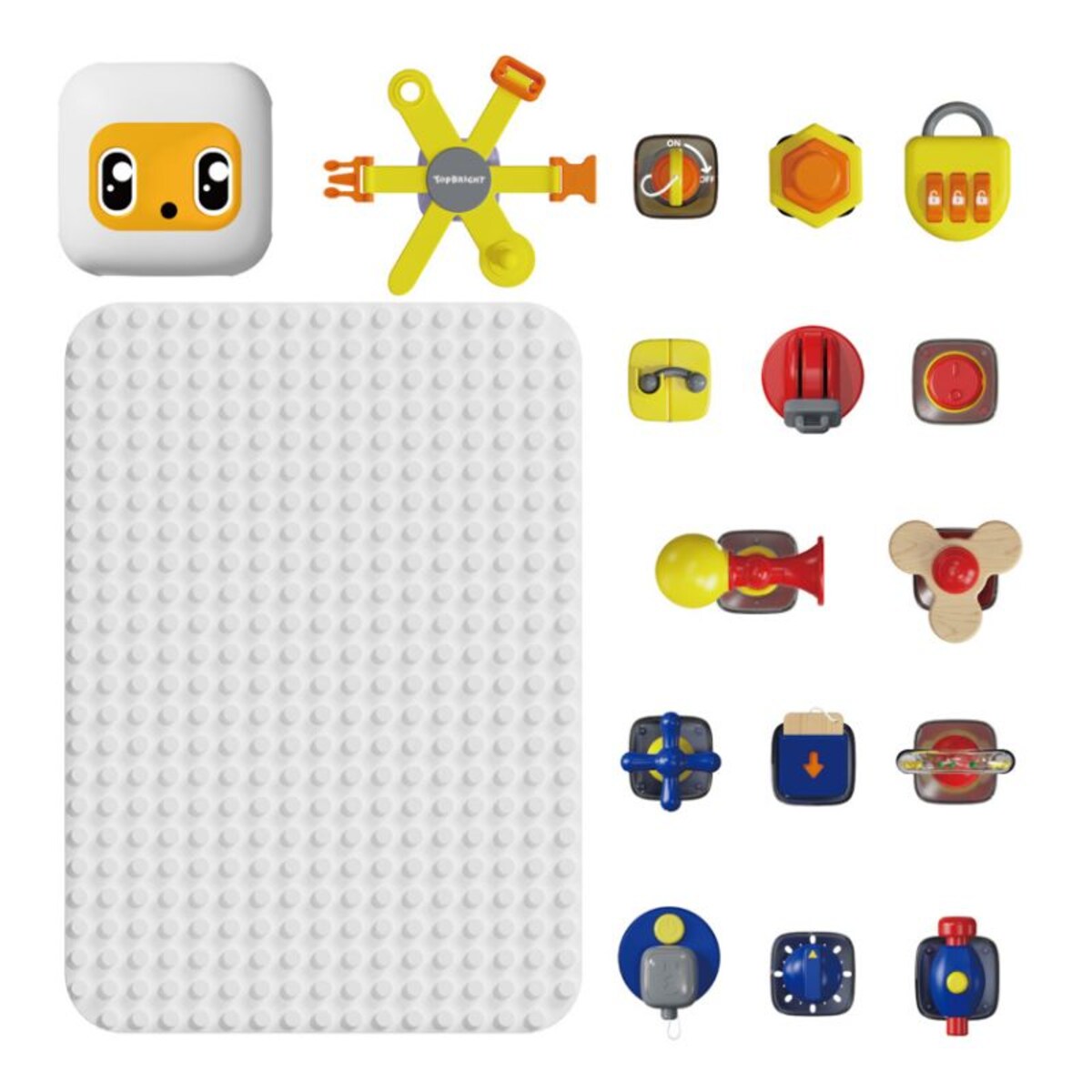 Tablica manipulacyjna dla dzieci z kostką i doczepianymi elementami 12 mies.+ Top Bright
