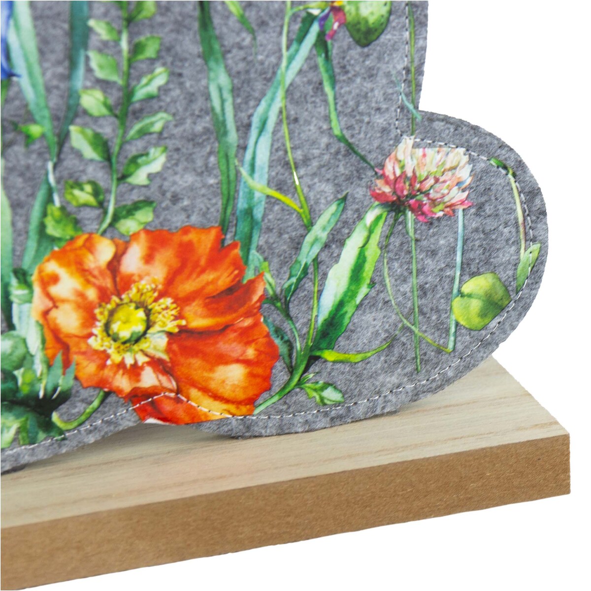 Królik Zajączek Wielkanocny Dekoracja Stojąca Ozdoba Drewniana Podstawka Ciemnoszary