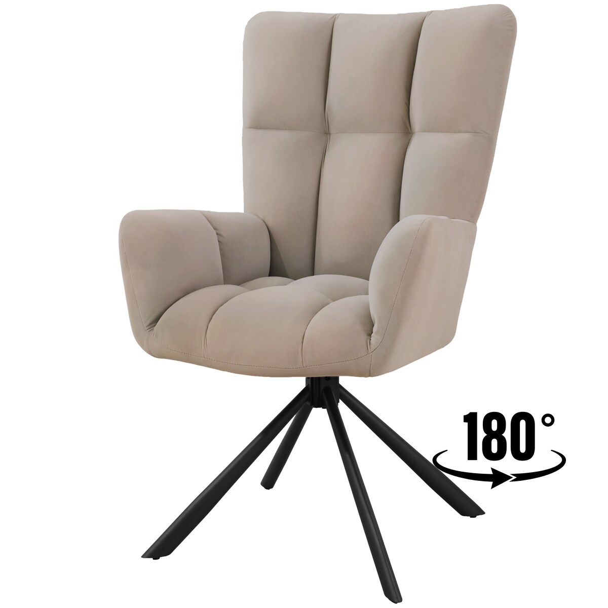 Krzesło tapicerowane obrotowe 180 do salonu jadalni nowoczesne welurowe beżowy