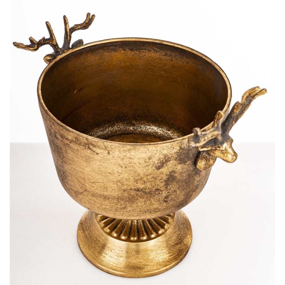 Osłonka metalowa złota 22,5x25x18 cm na podstawce ANTICO small