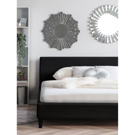 Łóżko tapicerowane LED 180 x 200 cm czarne FITOU