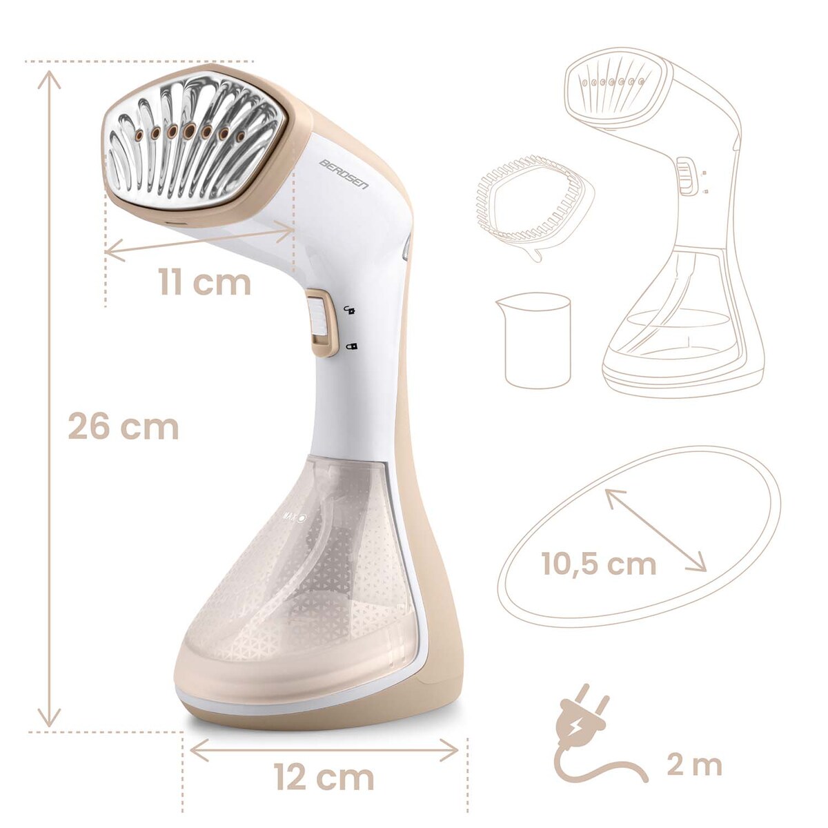 Parownica do ubrań Berdsen BD-311 Steamer parowy 1600W biały 331101