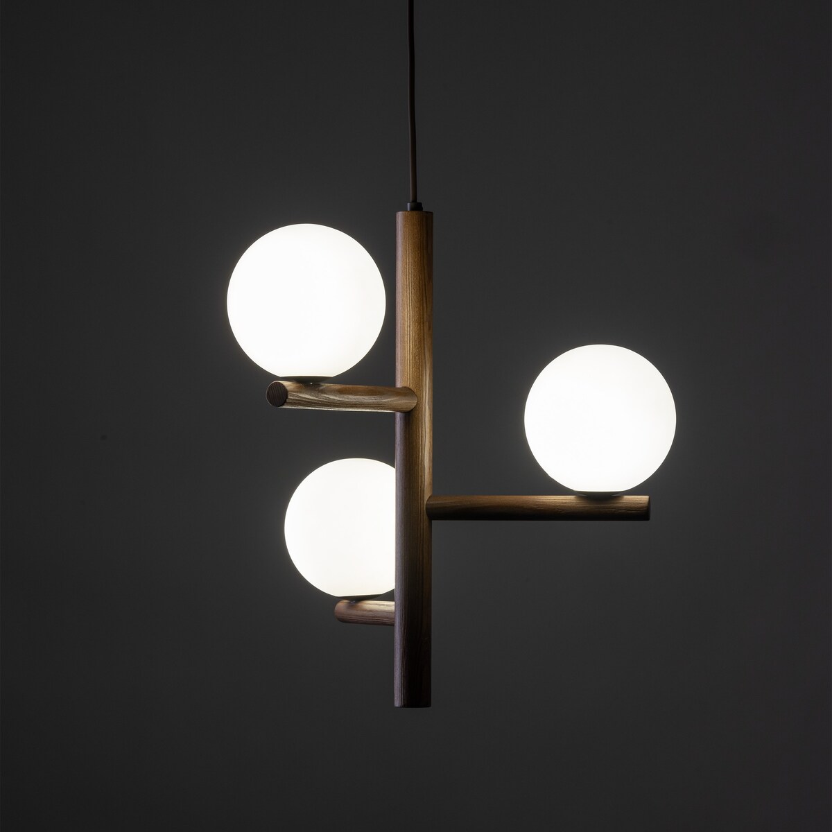 Lampa wisząca ESTERA WOOD ORZECH TK Lighting 10271, 3xG9, biała z orzechem, elegancka do salonu i jadalni