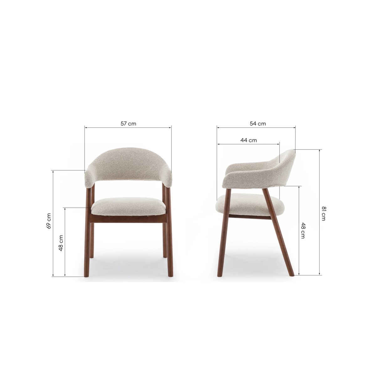 Krzesło tapicerowane YPSILA beżowe boucle 81x57x54 cm