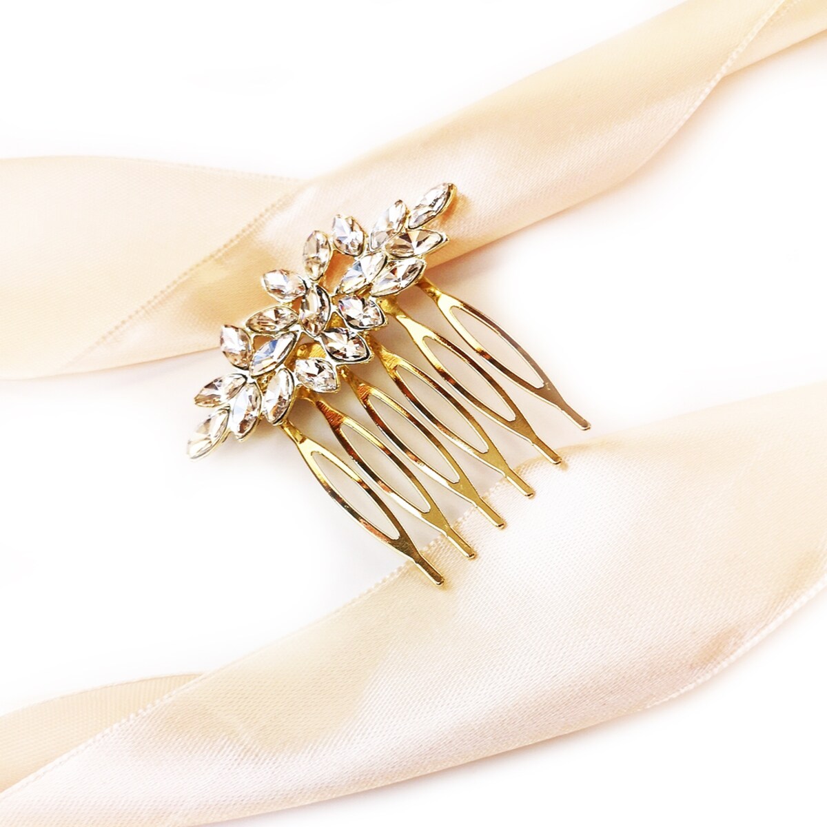 ZŁOTY grzebyk ozdoba ślubna do włosów subtelna elegancka