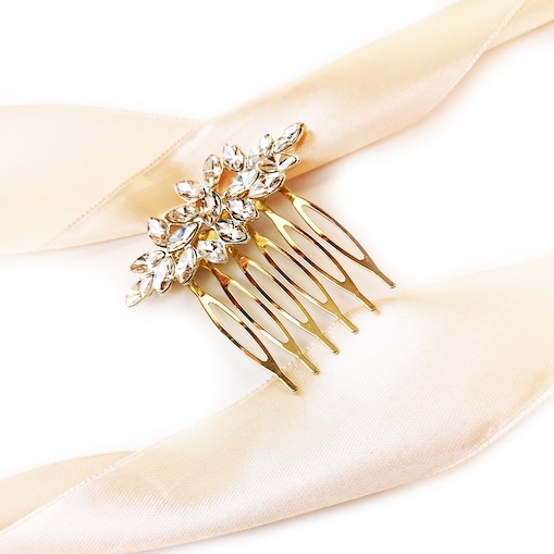 ZŁOTY grzebyk ozdoba ślubna do włosów subtelna elegancka