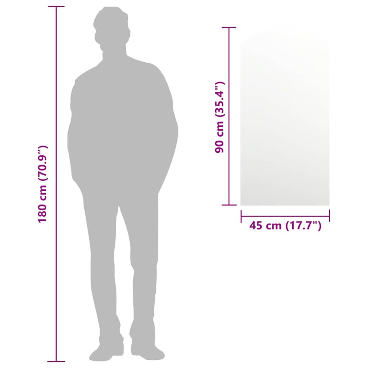 vidaXL Lustro, 90x45 cm, szklane