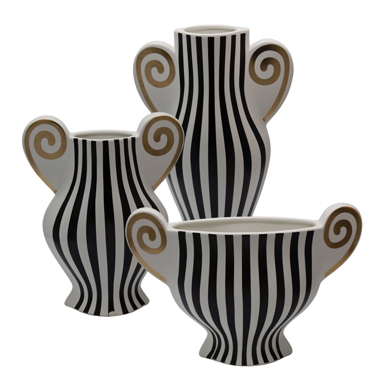 Wazon ceramiczny w paski biało-czarne 29,5x23,5x9,5 cm KALI-2
