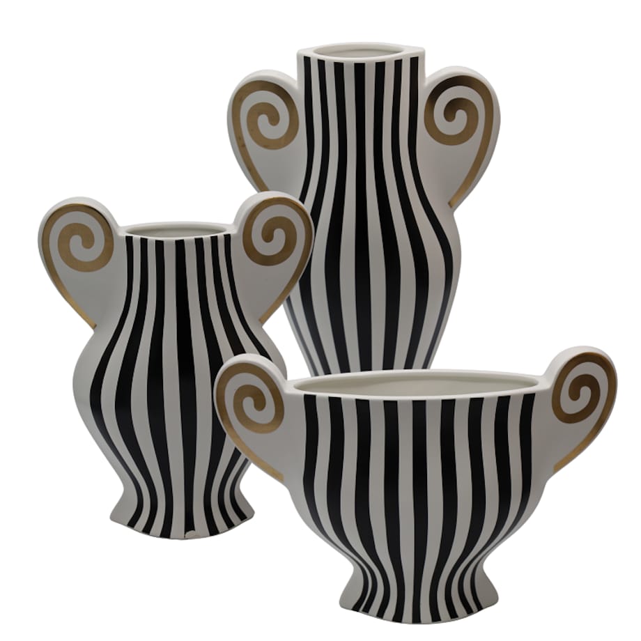 Wazon ceramiczny w paski biało-czarne 29,5x23,5x9,5 cm KALI-2
