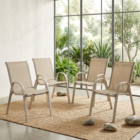 4x Krzesło ogrodowe FIESTA na balkon taras do ogrodu wygodne beżowe