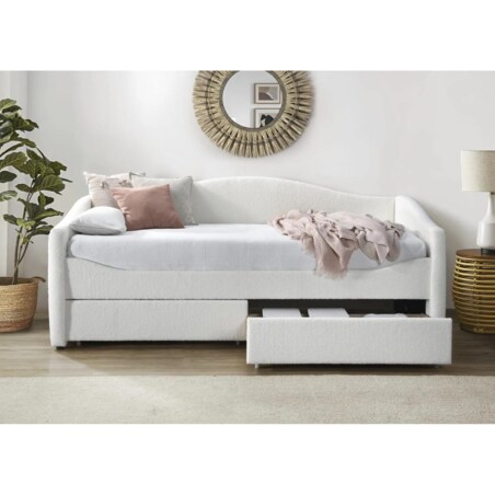 Łóżko tapicerowane CAYDENCE 90x200 kremowe