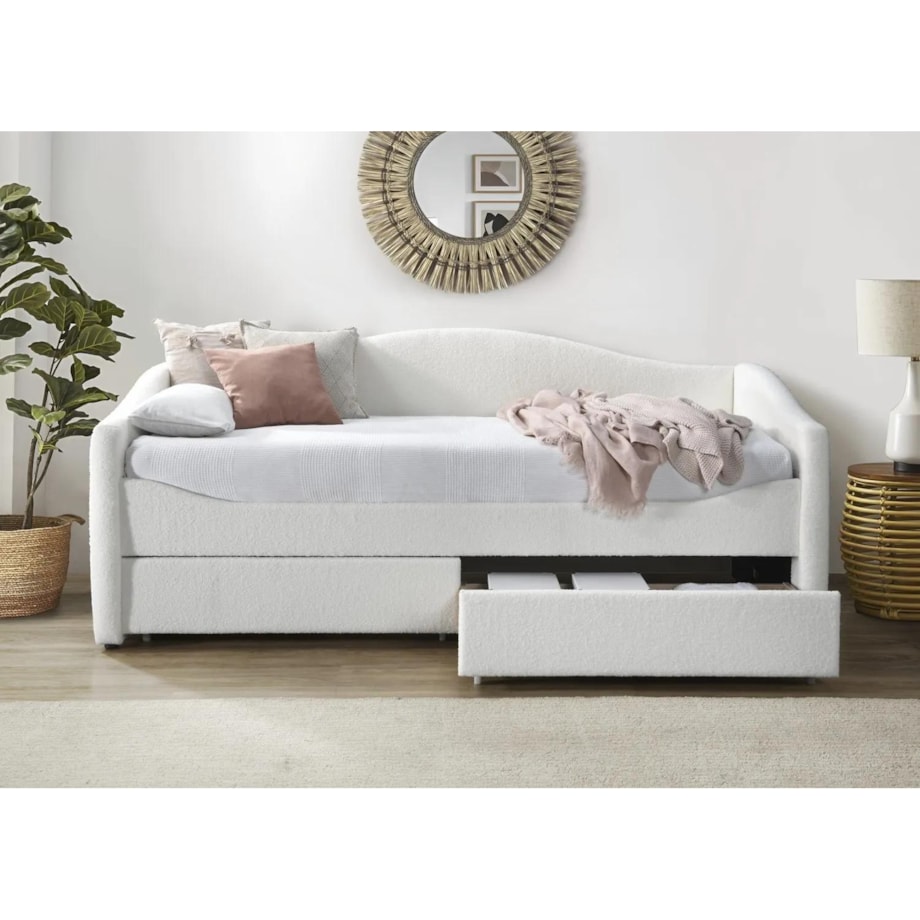 Łóżko tapicerowane CAYDENCE 90x200 kremowe