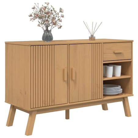 vidaXL Komoda OLDEN, brązowa, 114x43x73,5 cm, lite drewno sosnowe