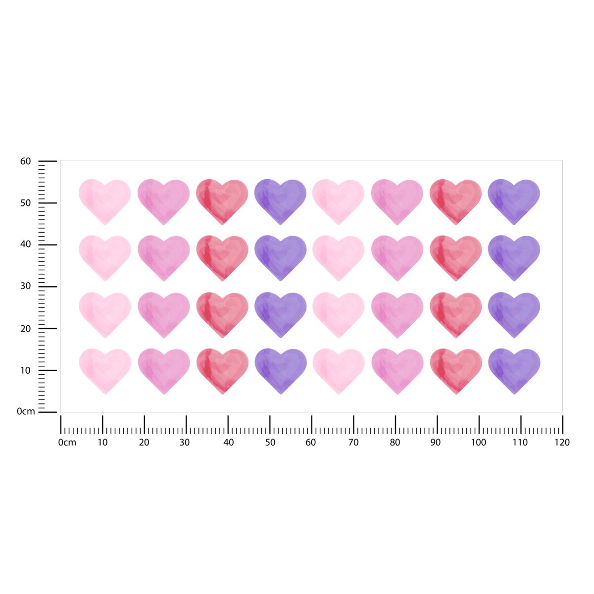 Naklejki Ścienne Dla Dzieci Akwarelowe SERCA Różowe Serduszka ZESTAW