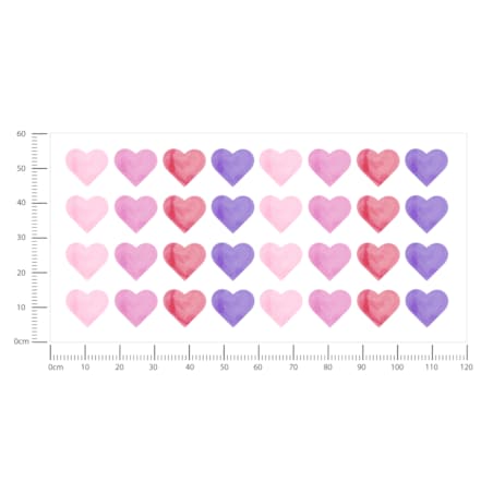 Naklejki Ścienne Dla Dzieci Akwarelowe SERCA Różowe Serduszka ZESTAW