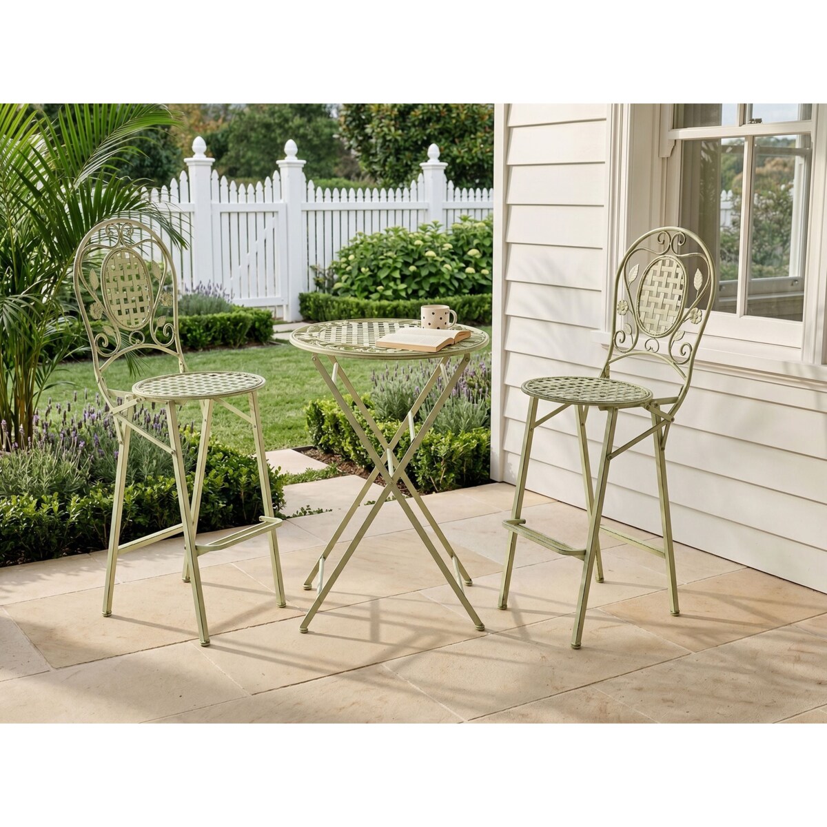 Stolik ogrodowy barowy BIVIO 60 cm 60 cm Metal Jasnozielony