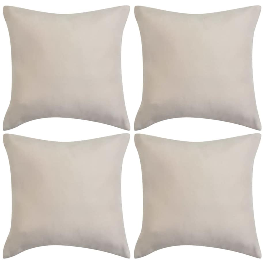 vidaXL Poszewki na poduszki 50x50 cm, zamszowe, 4 szt., beżowe