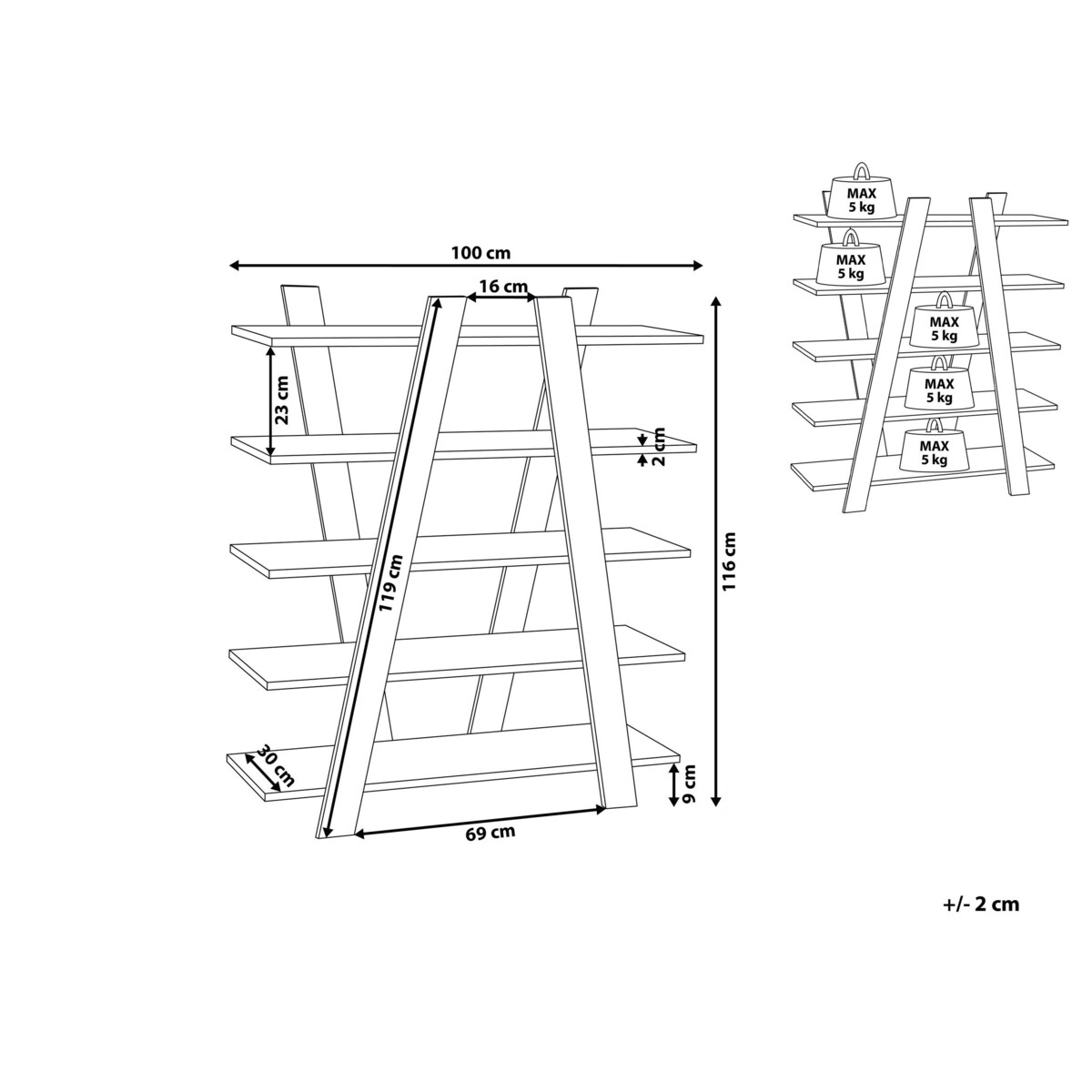 Regał 5 półek ciemne drewno ESCALANTE