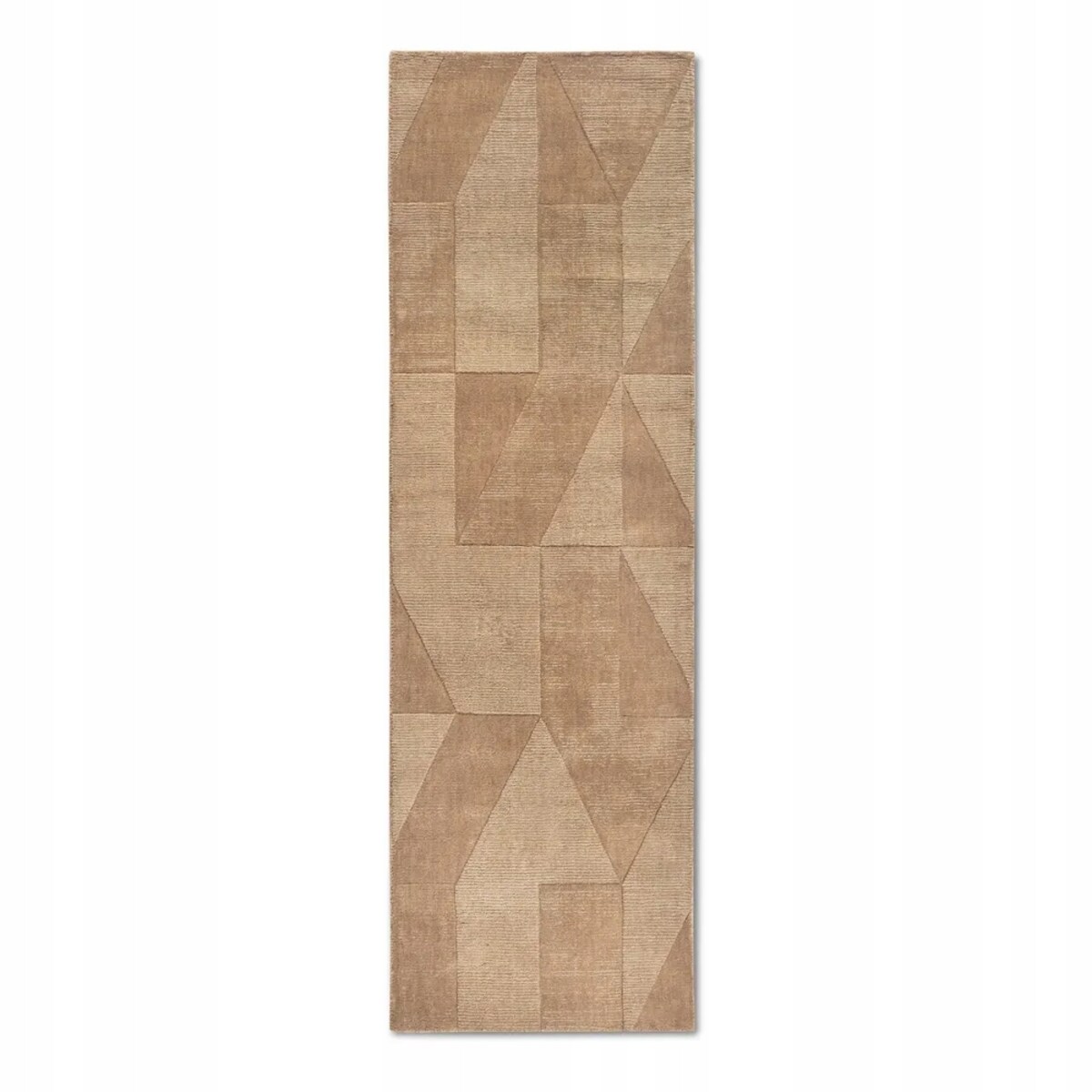 Chodnik wełniany do korytarza 80x250cm, brązowy nowoczesny wzór 3D