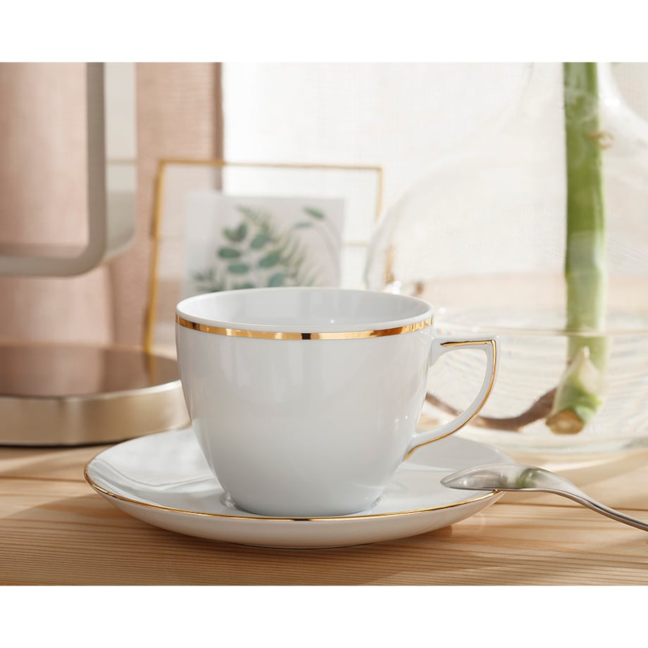 Zestaw filiżanek ze spodkami dla 6 osób 12 el. City Złote B326