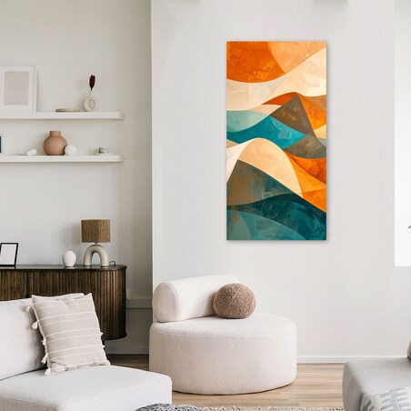 Obraz do salonu sypialni biura loftu, Fale abstrakcja w kolorach turkusu i beżu