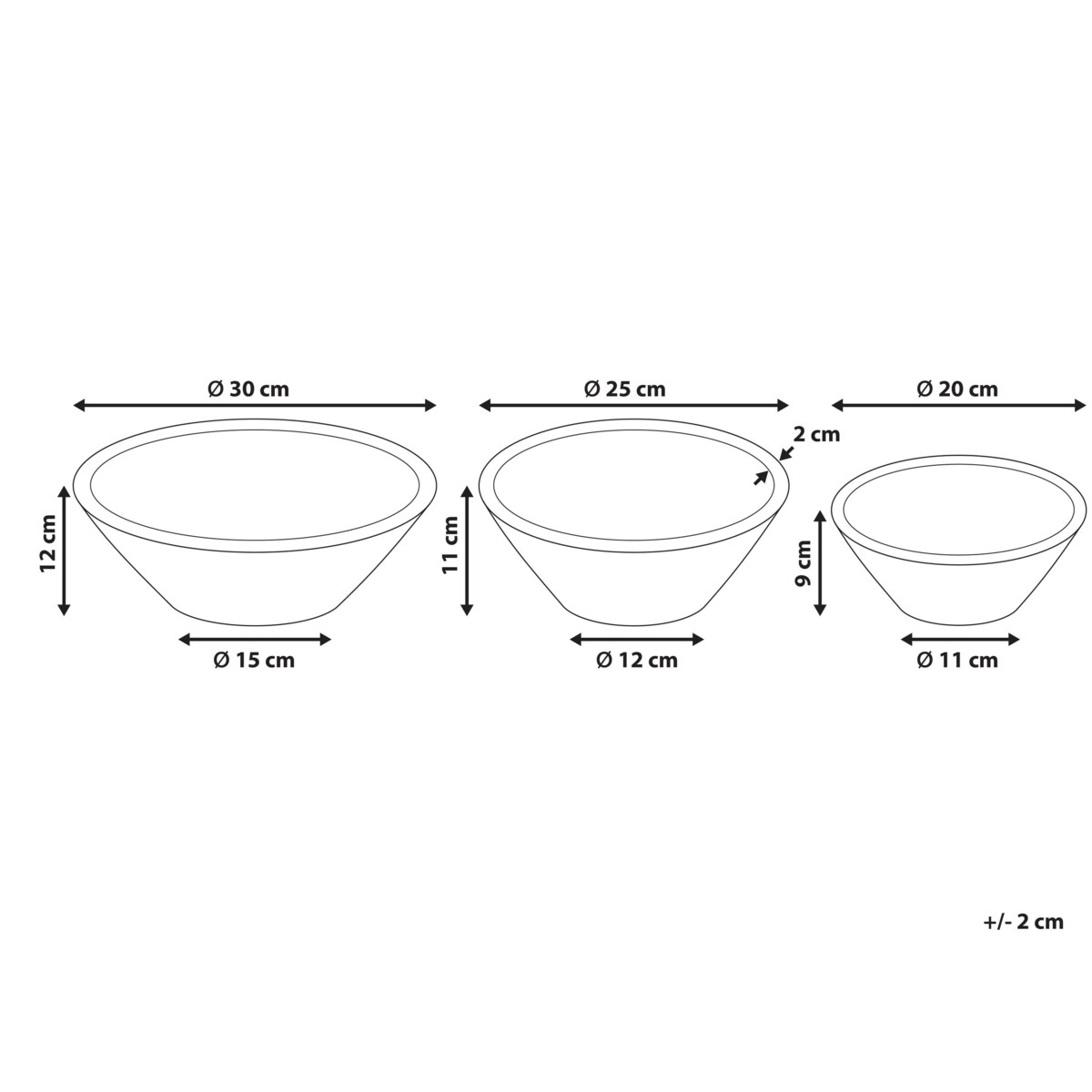 Zestaw 3 mis dekoracyjnych TANTA Drewno mango Jasnobrązowy