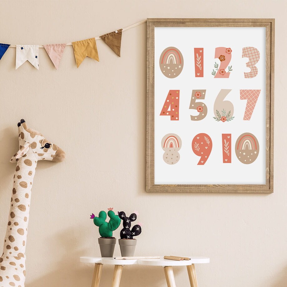 Plakat dla dzieci Liczby Boho I 20x30
