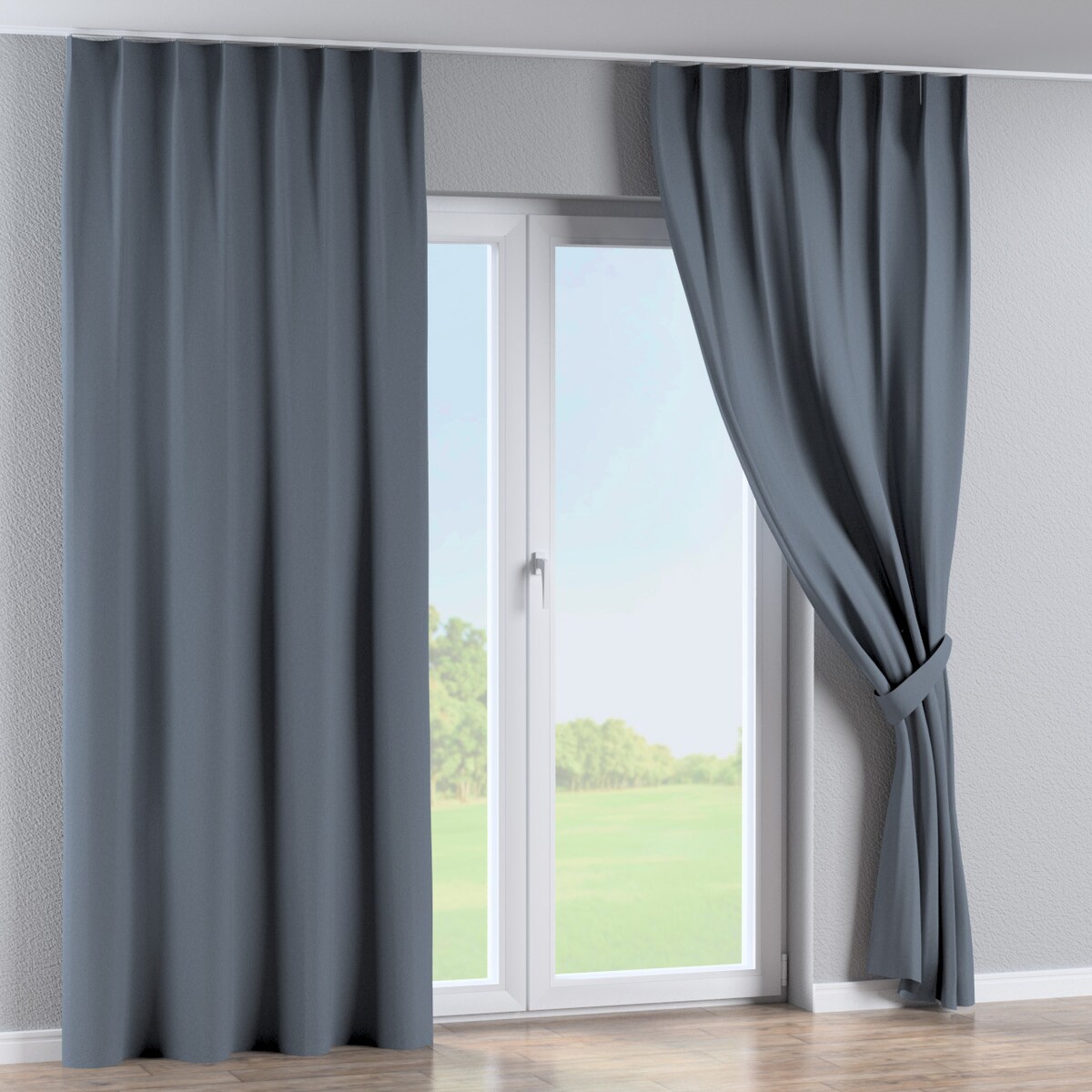 Zasłona na haczykach flex pojedynczych 130x245 granatowy