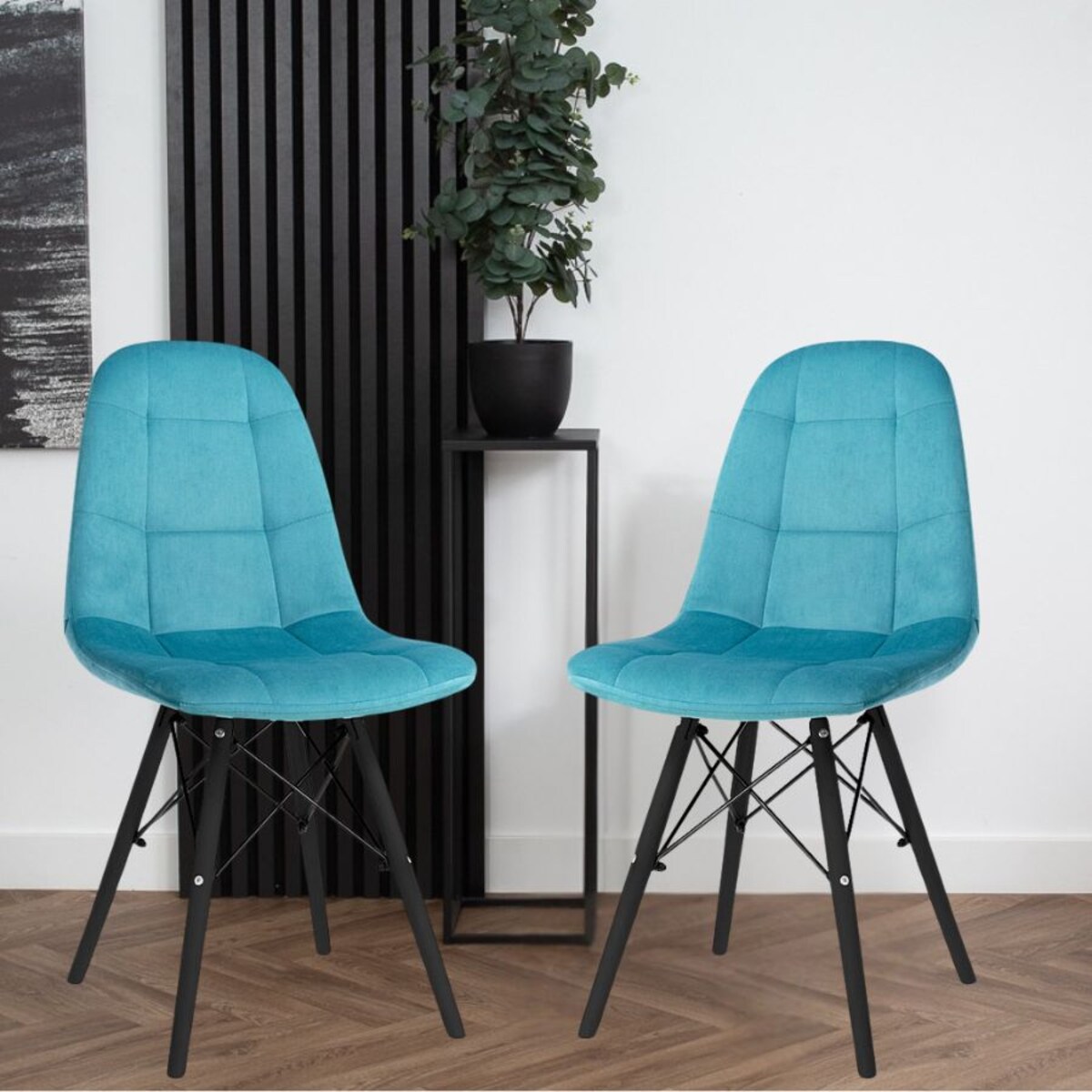 Krzesło Tapicerowane Welurowe Do Jadalni Salonu Pikowane Skandynawskie