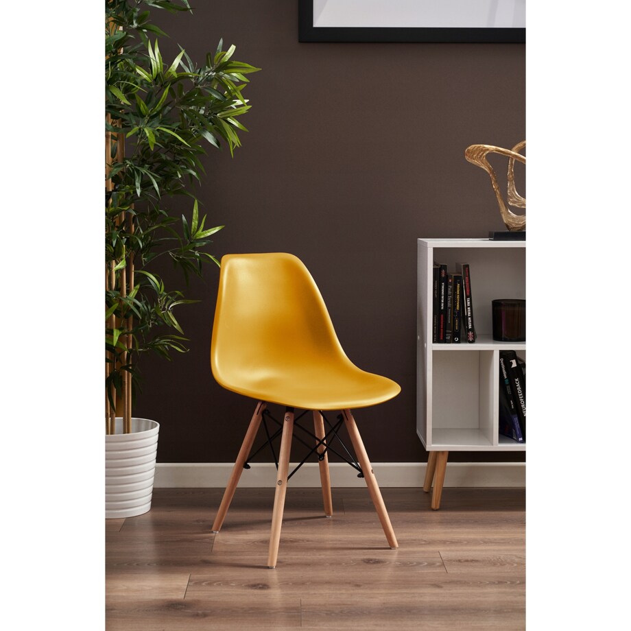 Krzesło skandynawskie eleganckie EVA musztardowe