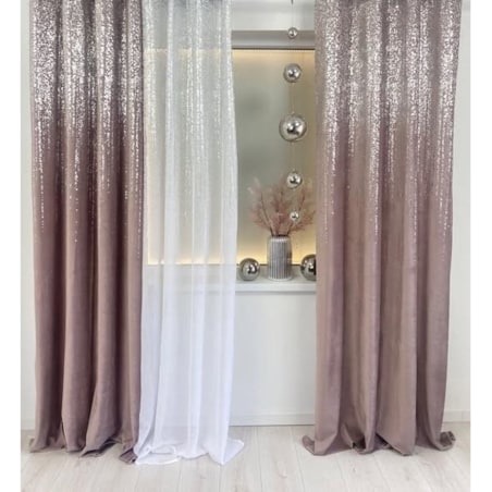 Zasłony welurowe "srebrny deszcz" 140x270 na taśmie marszczącej. Róż