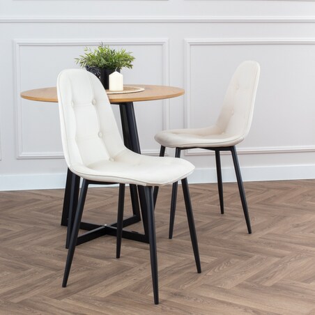 Krzesło tapicerowane welurowe do salonu jadalni guziki beżowe