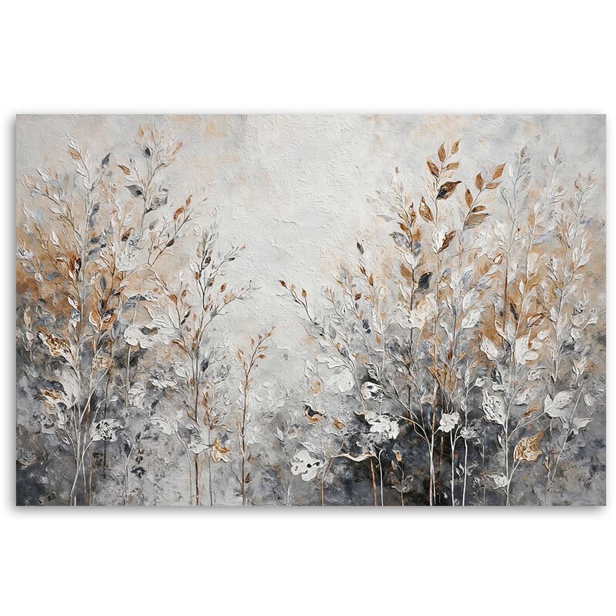 Duży obraz na płótnie do salonu Rośliny Abstrakcja Botanika Złoty 100x70