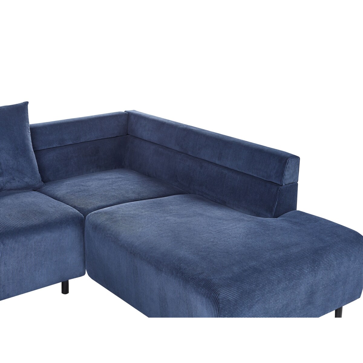 Narożnik LUNNER Sztruks Ciemnoniebieski dla 4 osób Lewostronny