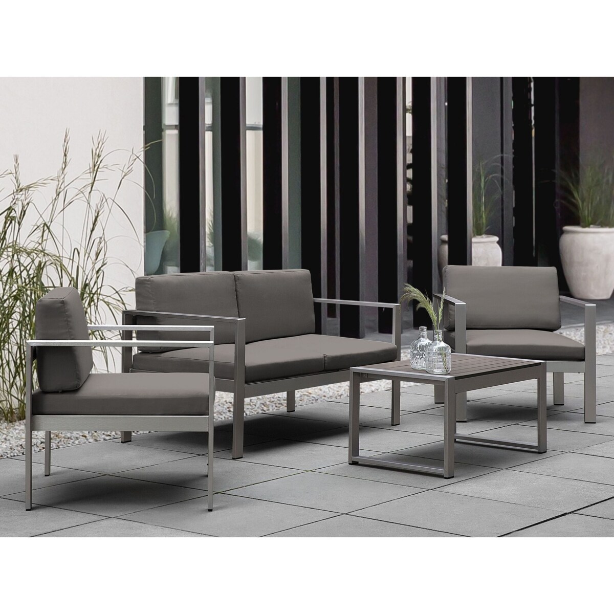 Stolik kawowy ogrodowy SALERNO 90 cm 50 cm Metal Ciemnoszary