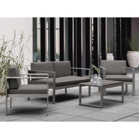 Stolik kawowy ogrodowy SALERNO 90 cm 50 cm Metal Ciemnoszary