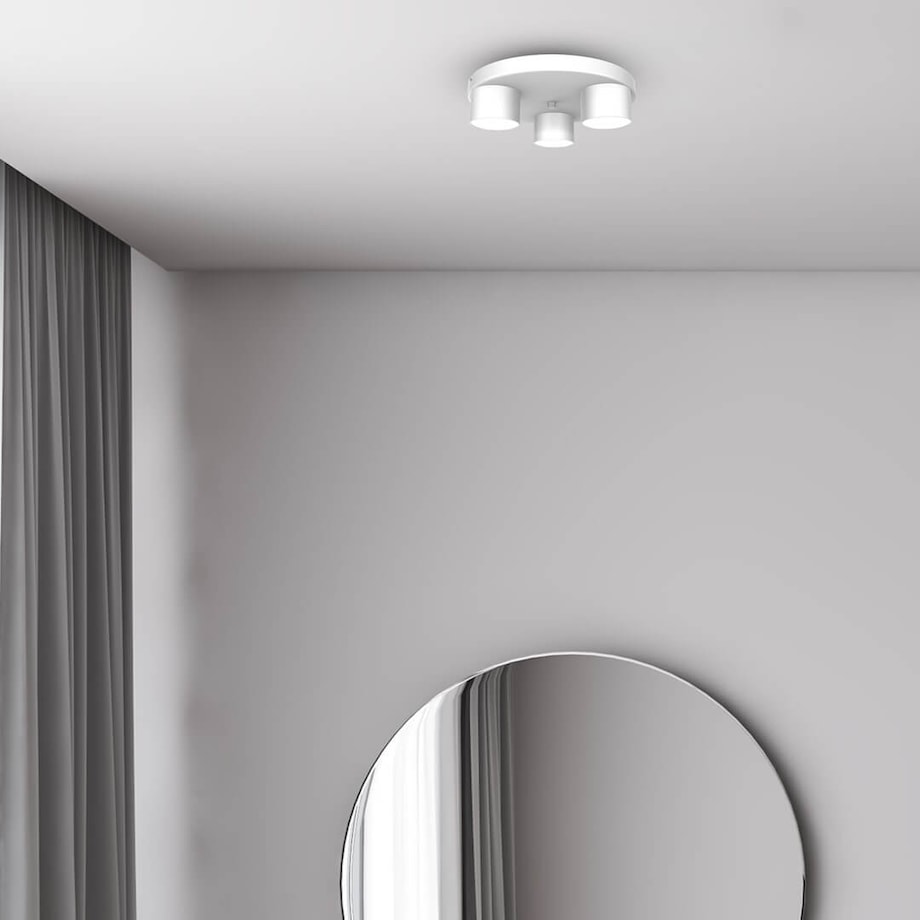 Biała lampa sufitowa Dixie minimalistyczna do gabinetu