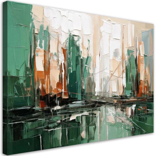 Feeby Obraz nowoczesny, Miasto zielona abstrakcja jak malowana 90x60