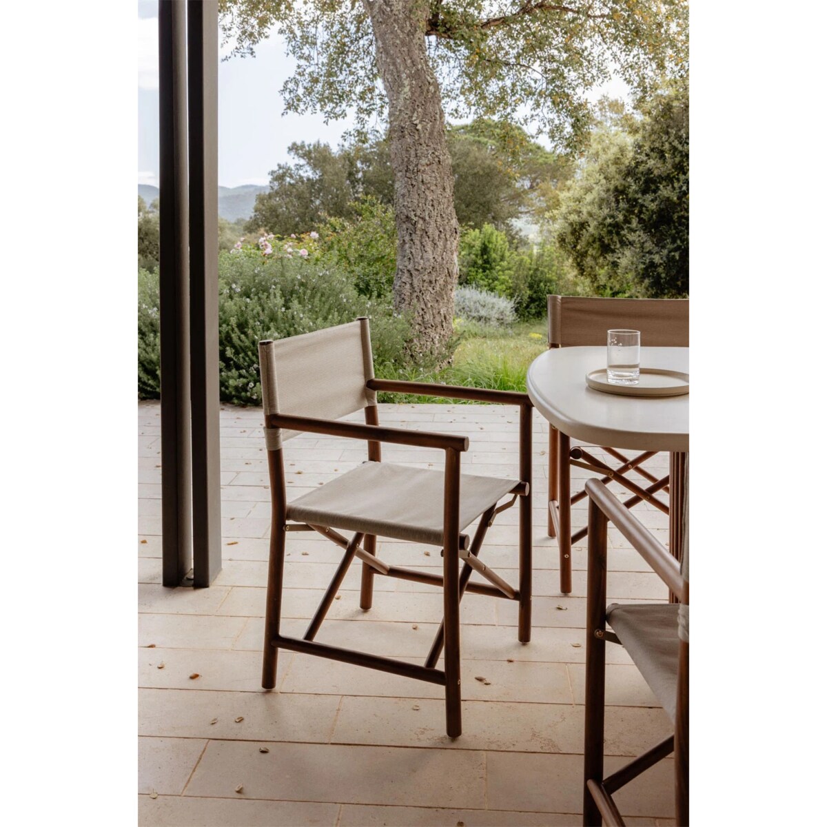 Składany fotel reżyserski do ogrodu z drewna akacjowego