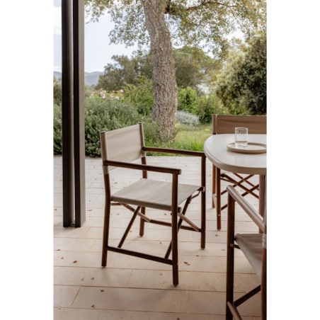 Składany fotel reżyserski do ogrodu z drewna akacjowego