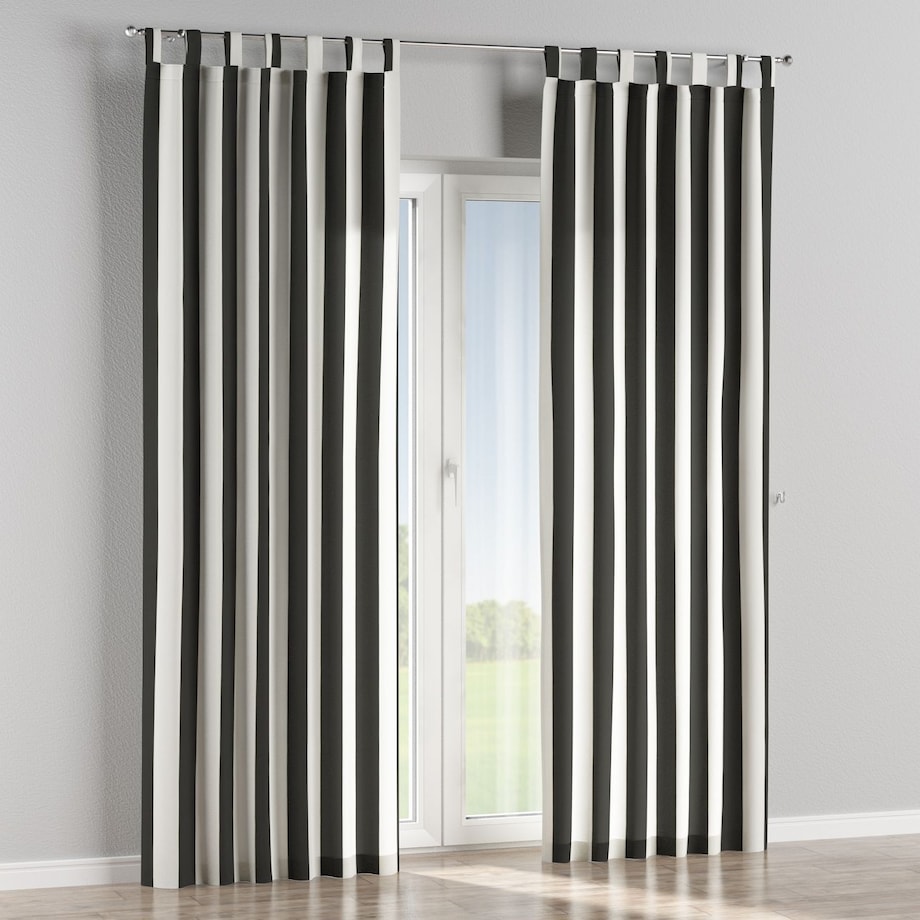 Zasłona na szelkach 1 szt. 130x260 pasy czarno-białe